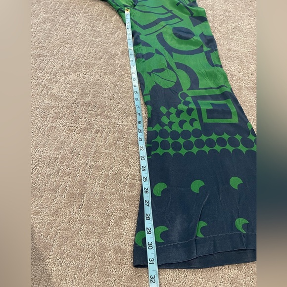 Anthropologie Corey Lynn Calter Green & Navy Printed Wide Leg Pants, Silky, M - Picture 11 of 16